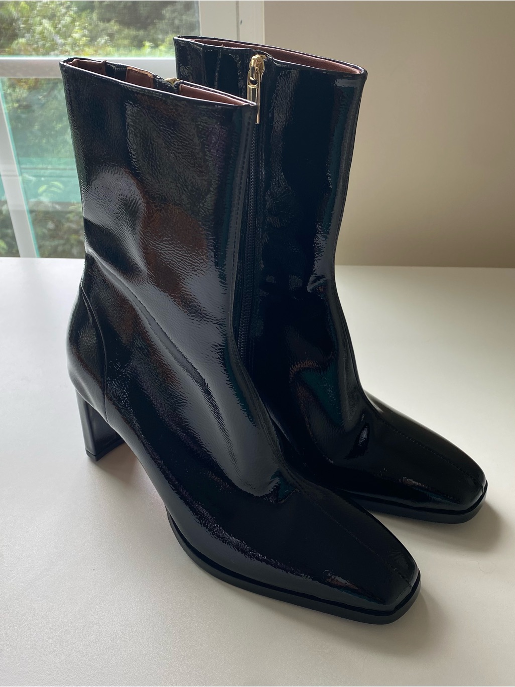 New $399 Bared Kingfisher Black Crinkled Patent Leather Heeled Boots Size Eu 39 — image 3 of 8